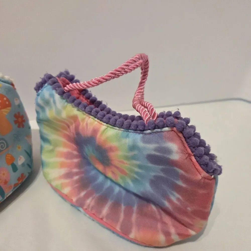 Lot Of 2 Sassy Pet Saks By Douglas Girls Spring Floral Teal Pink Orange Mini Bag